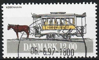 FRIMÆRKER DANMARK | 1994 - AFA 1073 - Sporvogne - 12,00 Kr. flerfarvet - Pragt Stemplet Hedehusene